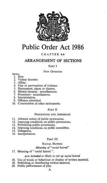 Public order act 1986 legislationgovuk