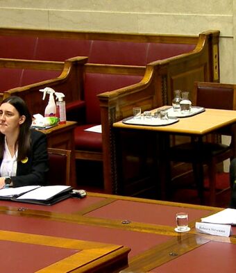 Lauren and Bex before Justice Committee