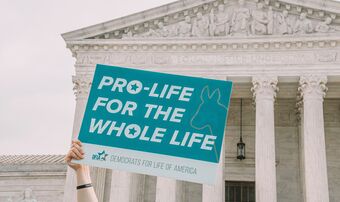 Pro-Life for the Whole Life sign outside US Supreme Court