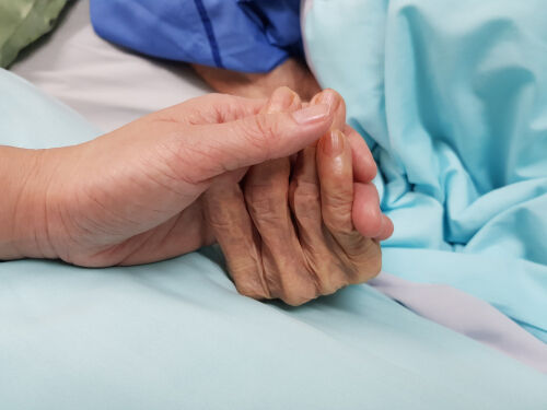 Hands hospital bed