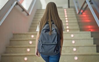 School girl backpack