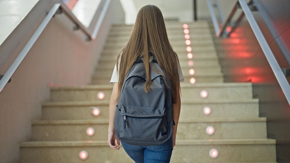School girl backpack