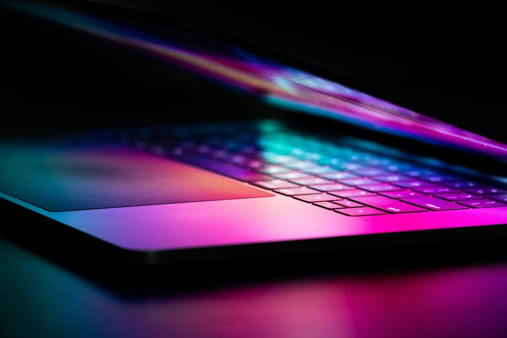 Laptop dark half open
